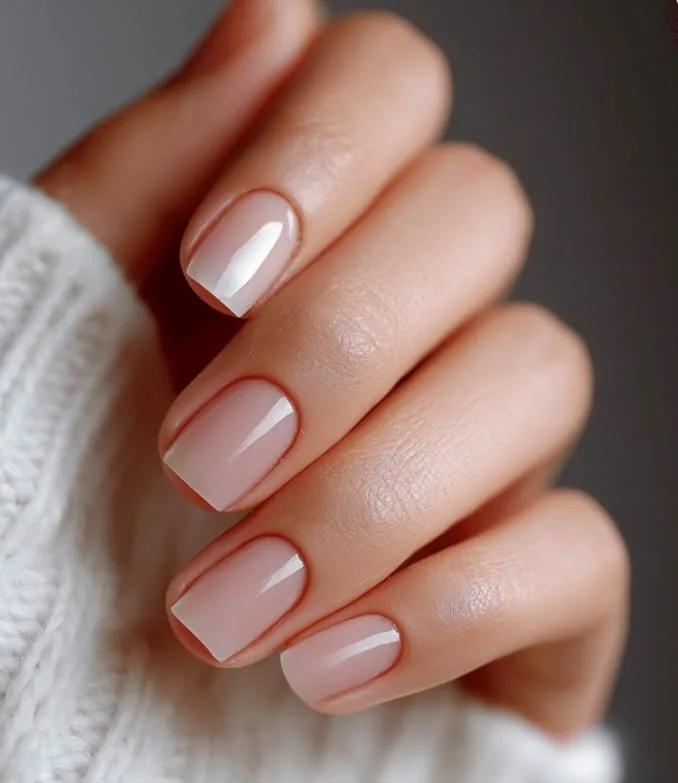 Unhas nude naturais com acabamento clean